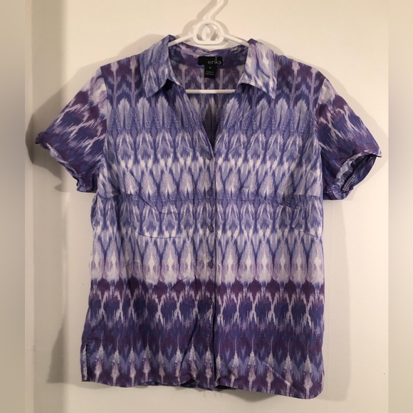 Erika Tops Erika Short Sleeve Purple Button Up Shirt Poshmark